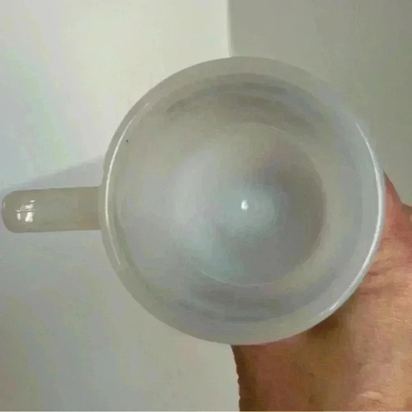 Funny NSFW vintage milk glass pedestal mug  “stretch your coffee break” - Picture 3 of 6